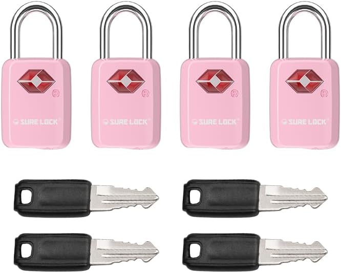 SURE LOCK TSA Approved Luggage Locks Mini Size Lock with Keys for Travel, Zinc Alloy Body with Steel Shackle, Key Alike, Key Alike in The Same Package - Image 1